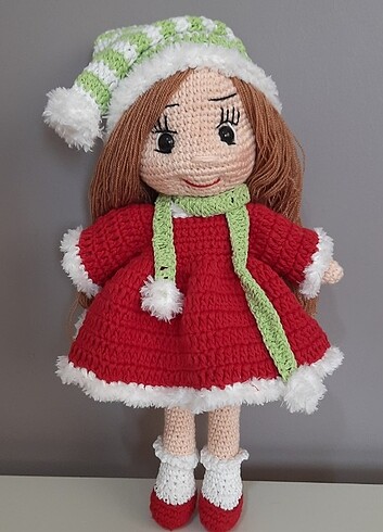  Beden Renk Amigurumi noel bebek 30 cm kirmizi 