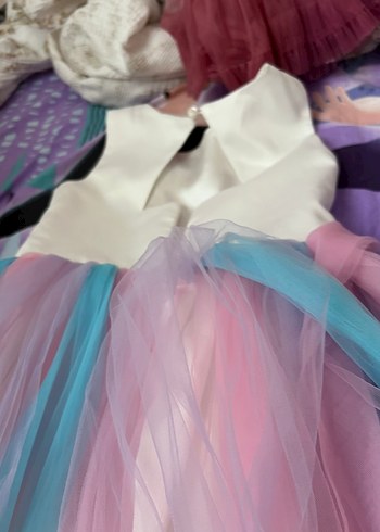 6 Yaş Beden Kız Çocuk Pastel Renkli Straplez Elbise