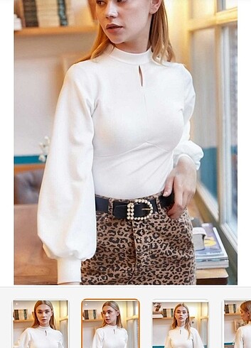 Balon kol krep bluz - Görsel 2