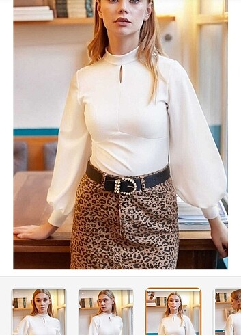 Balon kol krep bluz - Görsel 3