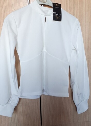Balon kol krep bluz - Görsel 5