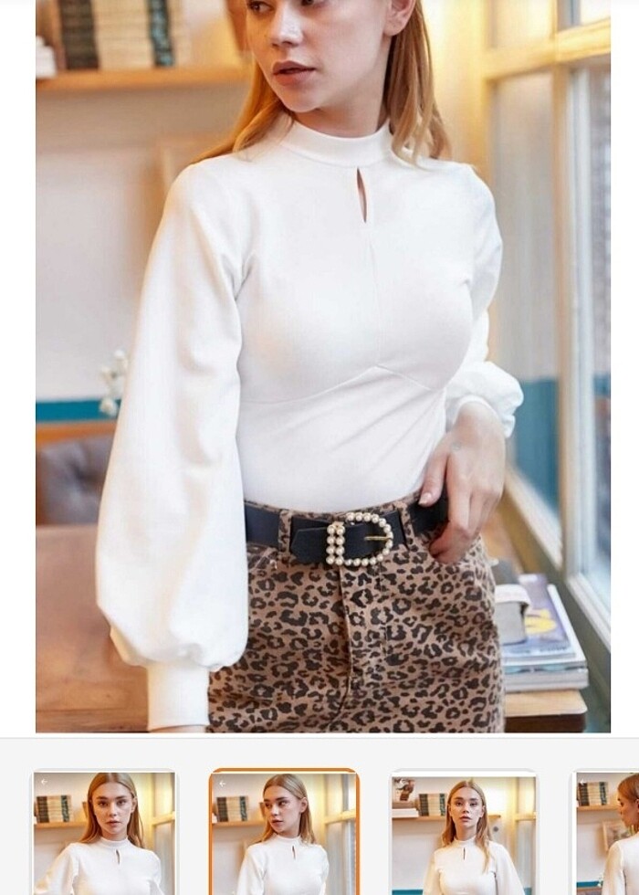 Balon kol krep bluz - Görsel 2