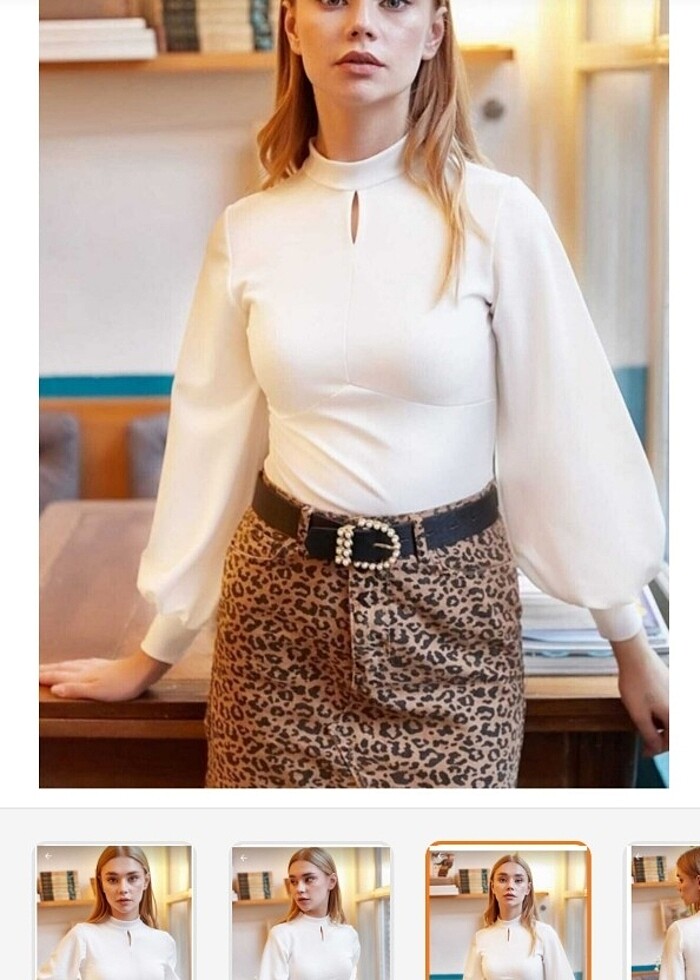 Balon kol krep bluz - Görsel 3