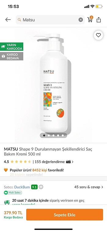 Matsu saç bakım ürünü