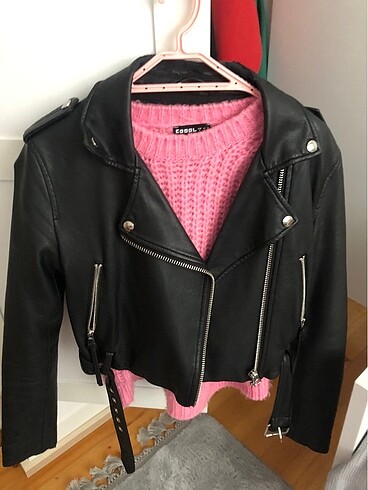 s Beden Bershka crop derı ceket