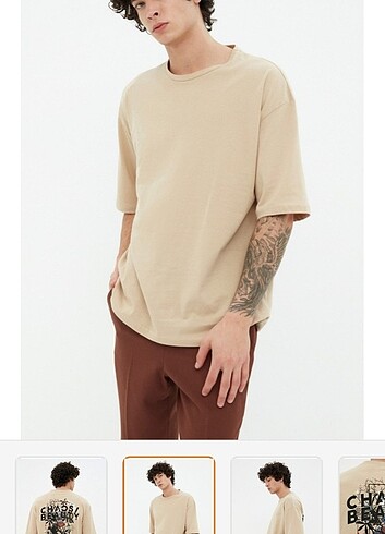 Trendyol Man Bej Erkek tshirt 