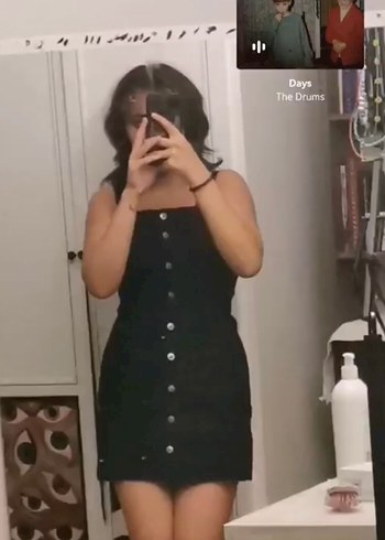 Siyah Düğmeli Midi Denim Elbise