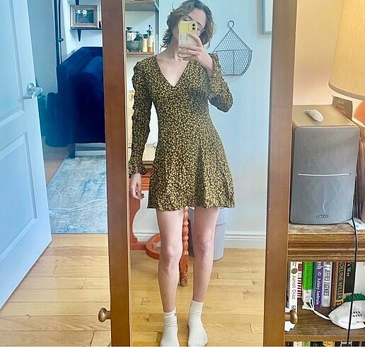 xs Beden sarı Renk Zara mini elbise