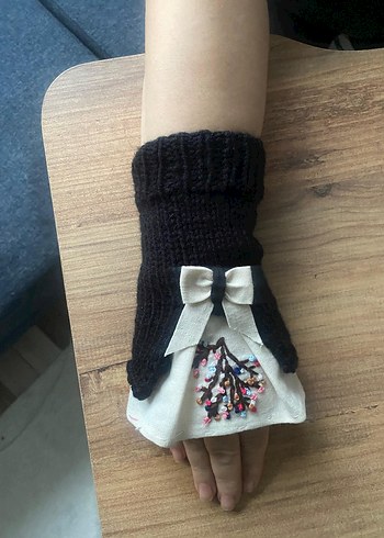 Siyah Örgü Gotik Kadın Eldiven - Görsel 6