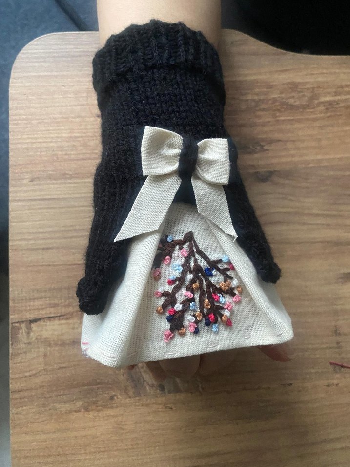 Siyah Örgü Gotik Kadın Eldiven - Görsel 5