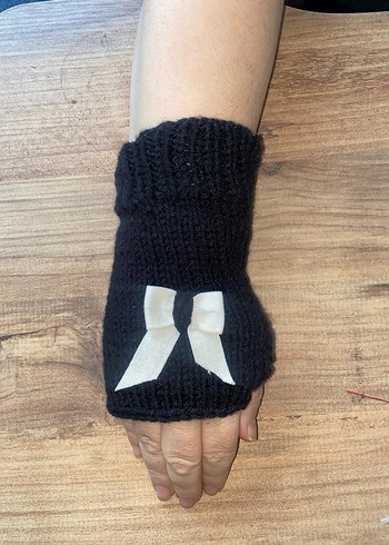 Kız Çocuk Siyah Örgü Eldiven - Görsel 5