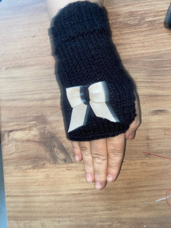 Kız Çocuk Siyah Örgü Eldiven - Görsel 4