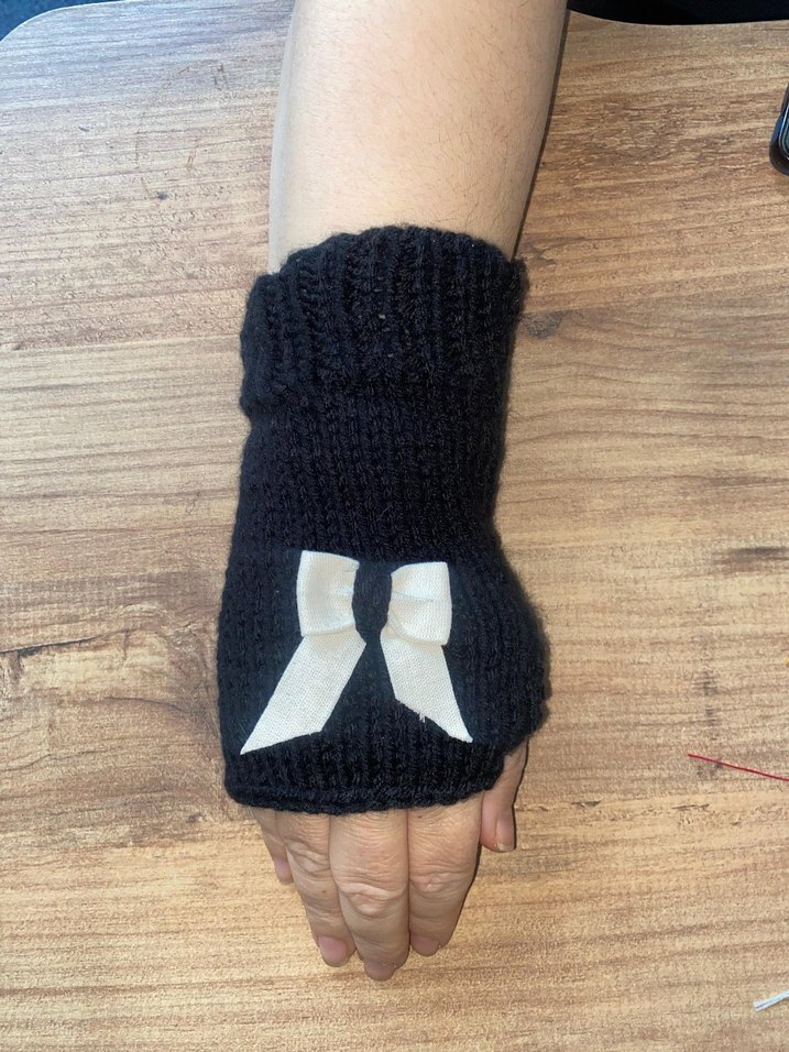 Kız Çocuk Siyah Örgü Eldiven - Görsel 5