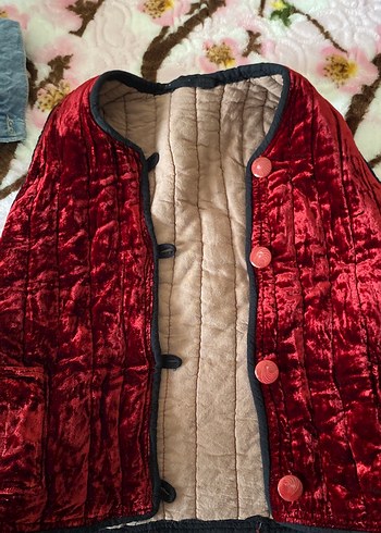 Koyu Bordo Düğmeli Kız çocuk  Yelek - Görsel 2