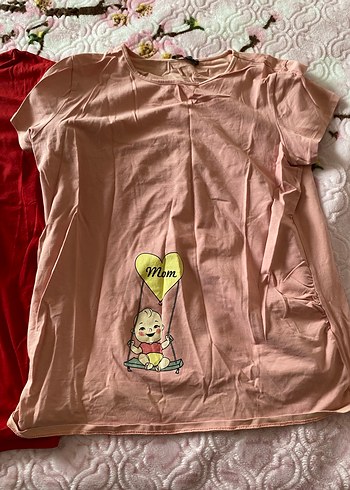 Kısa Kollu Pamuklu Hamile Tişörtü - Görsel 3