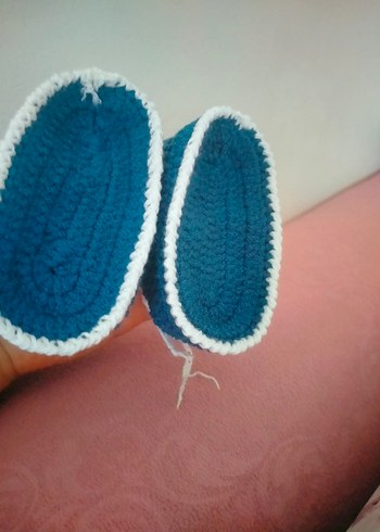 Mavi Örgü Erkek Bebek Patik - Görsel 9