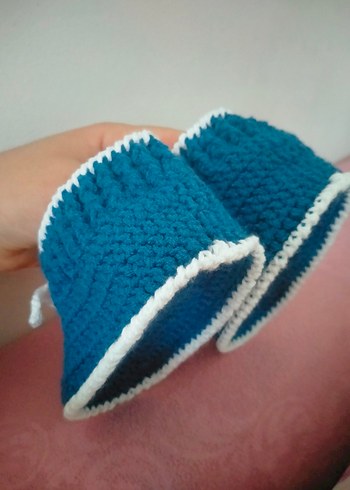 Mavi Örgü Erkek Bebek Patik - Görsel 11