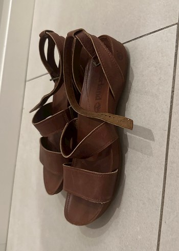 Kahverengi Deri kadın Sandalet - Görsel 2