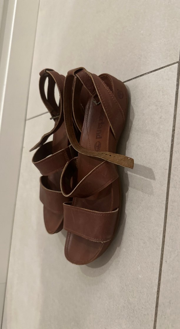 Kahverengi Deri kadın Sandalet - Görsel 2