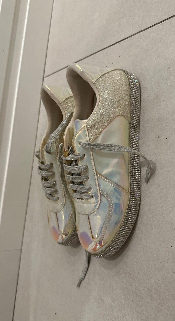 Beyaz Işıltılı Kadın Spor Ayakkabı - Görsel 2