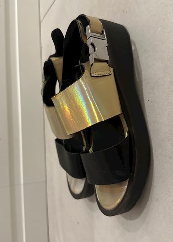 Altın Renkli siyah Kadın Sandalet - Görsel 2