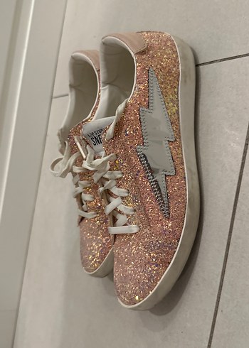 Pembe Parlak Simli  Kadın Spor Ayakkabı, İtalyan - Görsel 2