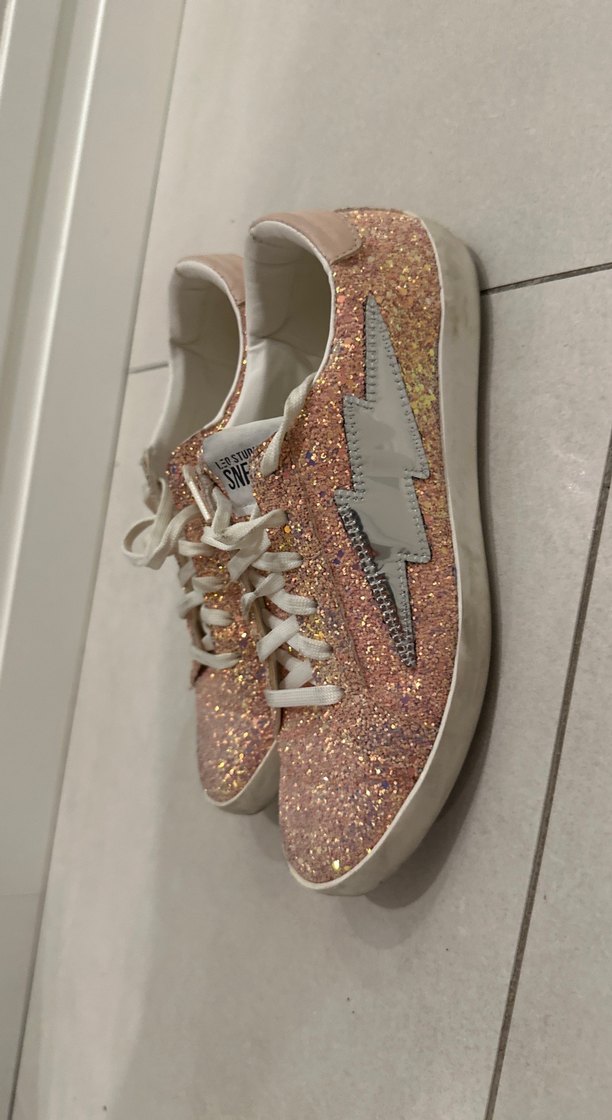 Pembe Parlak Simli  Kadın Spor Ayakkabı, İtalyan - Görsel 2