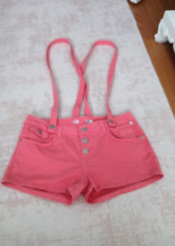 38 Beden pembe Renk Düğmeli Pembe Mini Tulum şeklinde şort