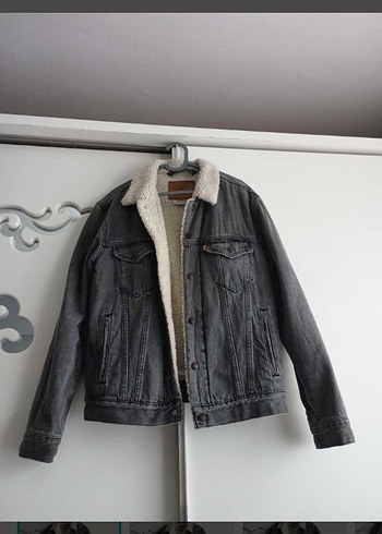 Levis Koyu Gri Denim Peluslu Ceket