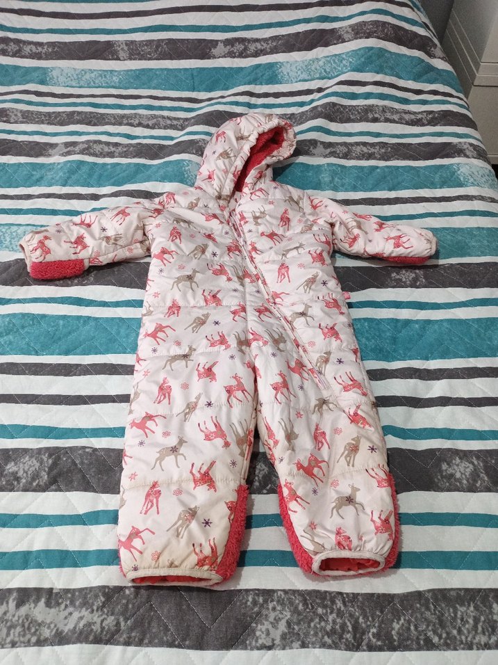 Kapüşonlu Fermuarlı Bebek Kız Tulumu - Görsel 2