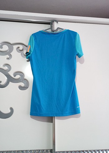 38 Beden Kadın Mavi Kısa Kollu Spor Tshirt
