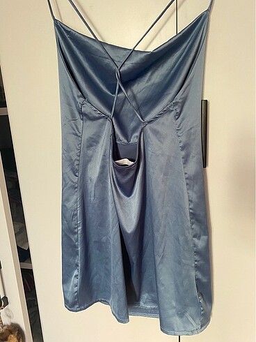 s Beden mavi Renk Pull and bear saten elbise