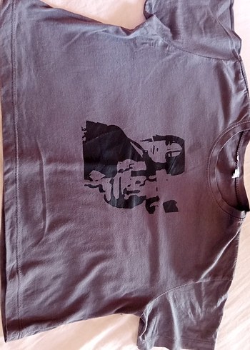 Gri Baskılı Punk Crop Tişört