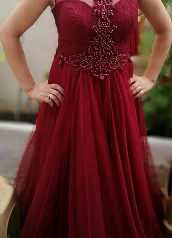 Bordo Uzun Abiye