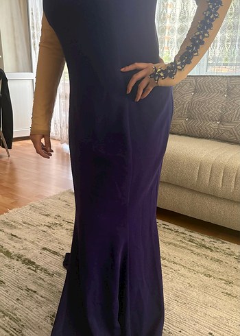 Boncuk İşlemeli Uzun Mor Abiye Elbise - Görsel 6