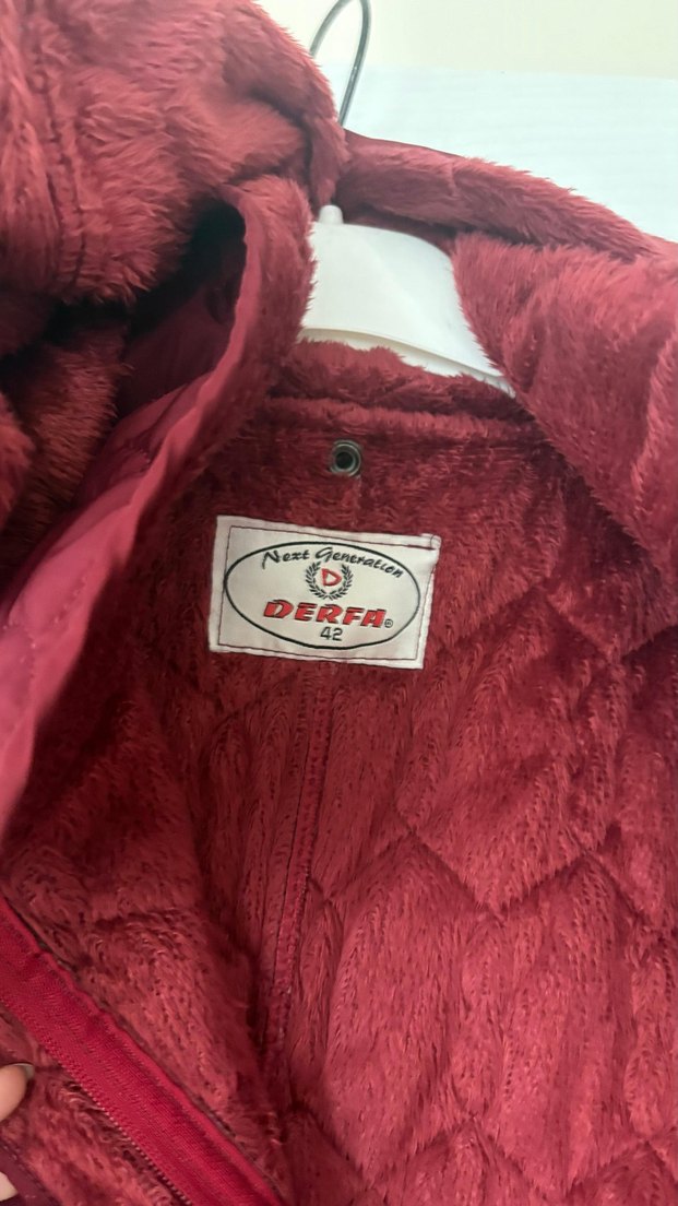 Bordo Düğmeli Kadın Midi Mont - Görsel 5