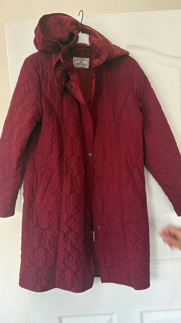 Bordo Düğmeli Kadın Midi Mont - Görsel 3