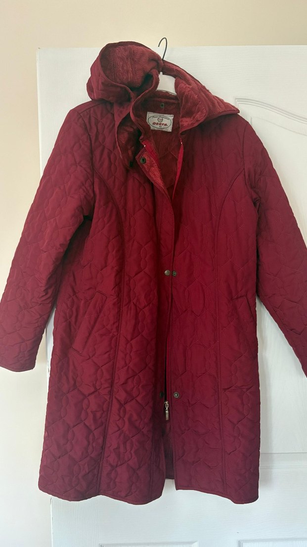 Bordo Düğmeli Kadın Midi Mont - Görsel 4