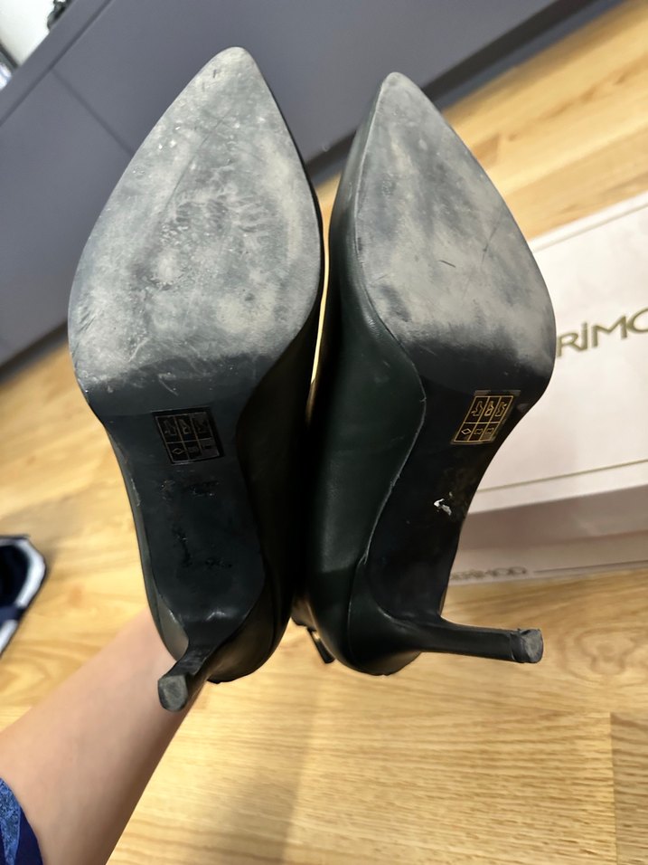 Koyu yeşil Yılan Desenli Deri Stiletto Bot no:40 - Görsel 5