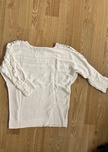 Dantel Detaylı ipekyol beyaz üst - Görsel 4