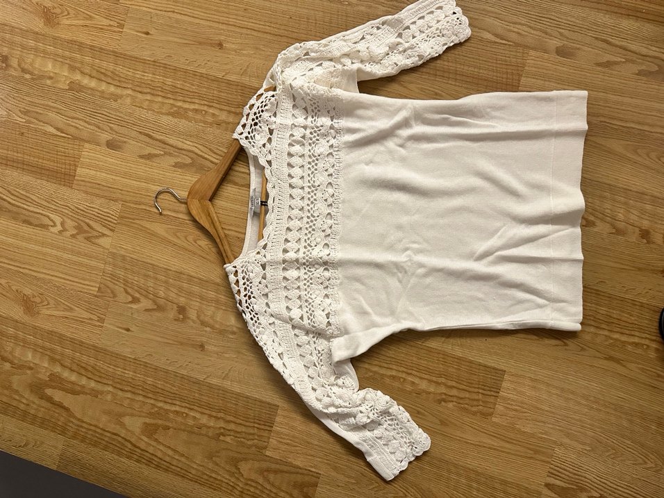 Dantel Detaylı ipekyol beyaz üst - Görsel 3