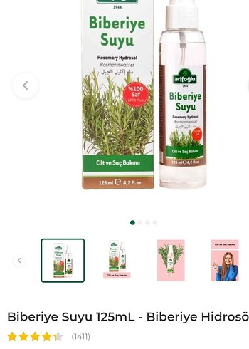  Beden Arifoğlu %100 Saf Biberiye Suyu 125 ml