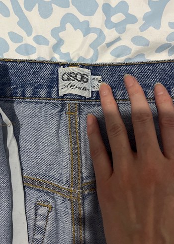 Düğmeli Mavi Kot Mini Etek - Görsel 3