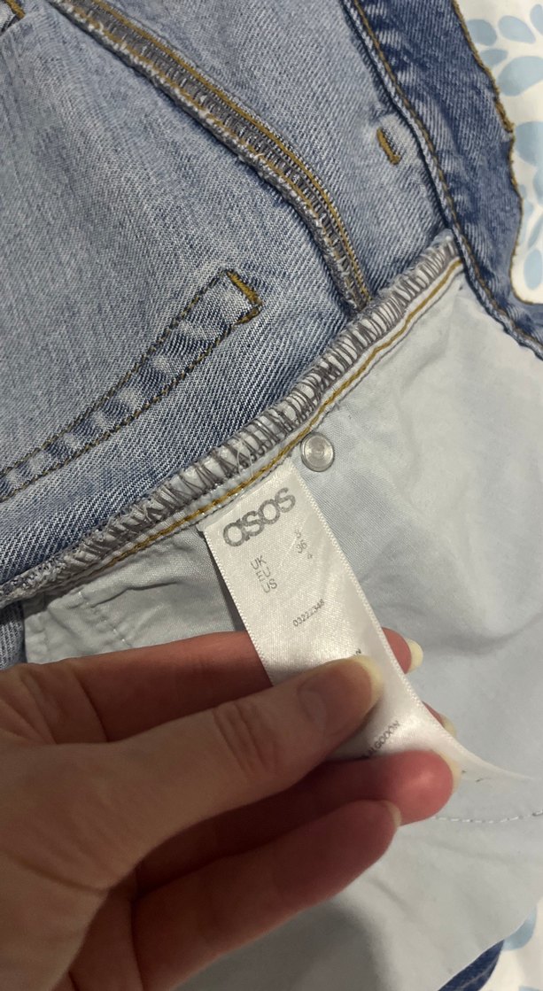 Düğmeli Mavi Kot Mini Etek - Görsel 4