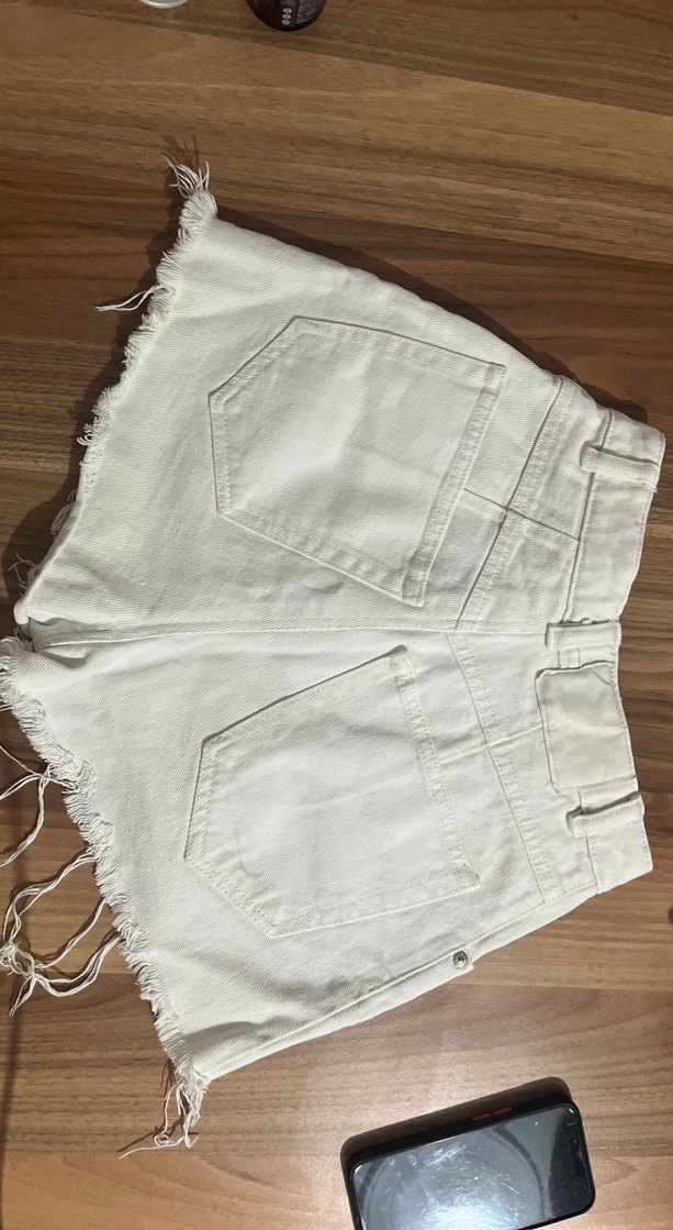 Bohem Beyaz Mini Keten Şort - Görsel 4