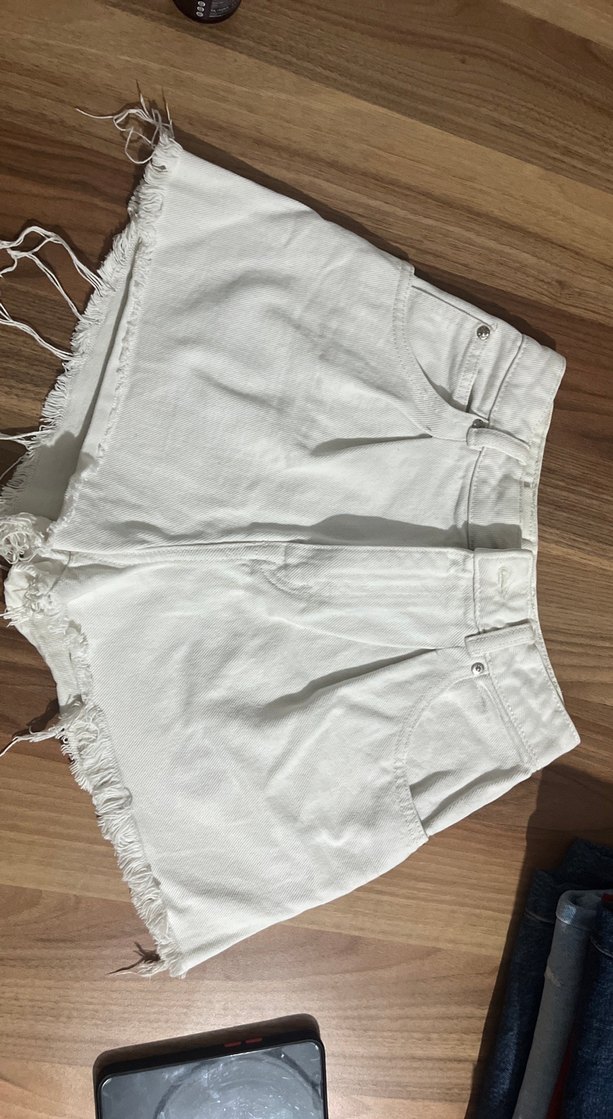 Bohem Beyaz Mini Keten Şort - Görsel 2