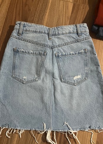 Kadın Denim Midi Etek, Rahat Kesim - Görsel 4