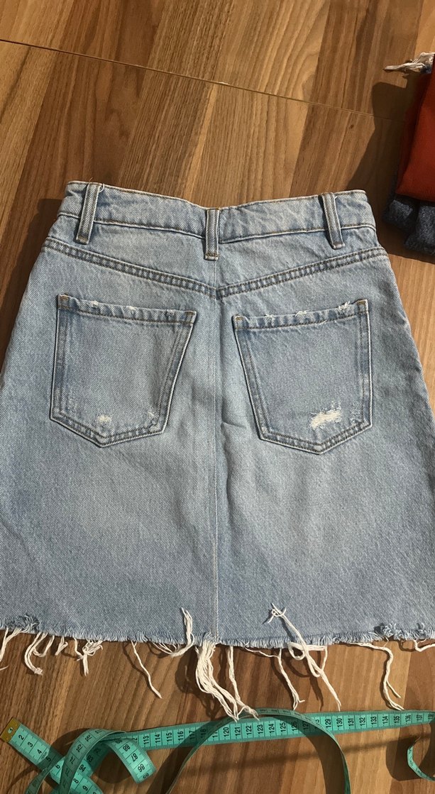 Kadın Denim Midi Etek, Rahat Kesim - Görsel 4