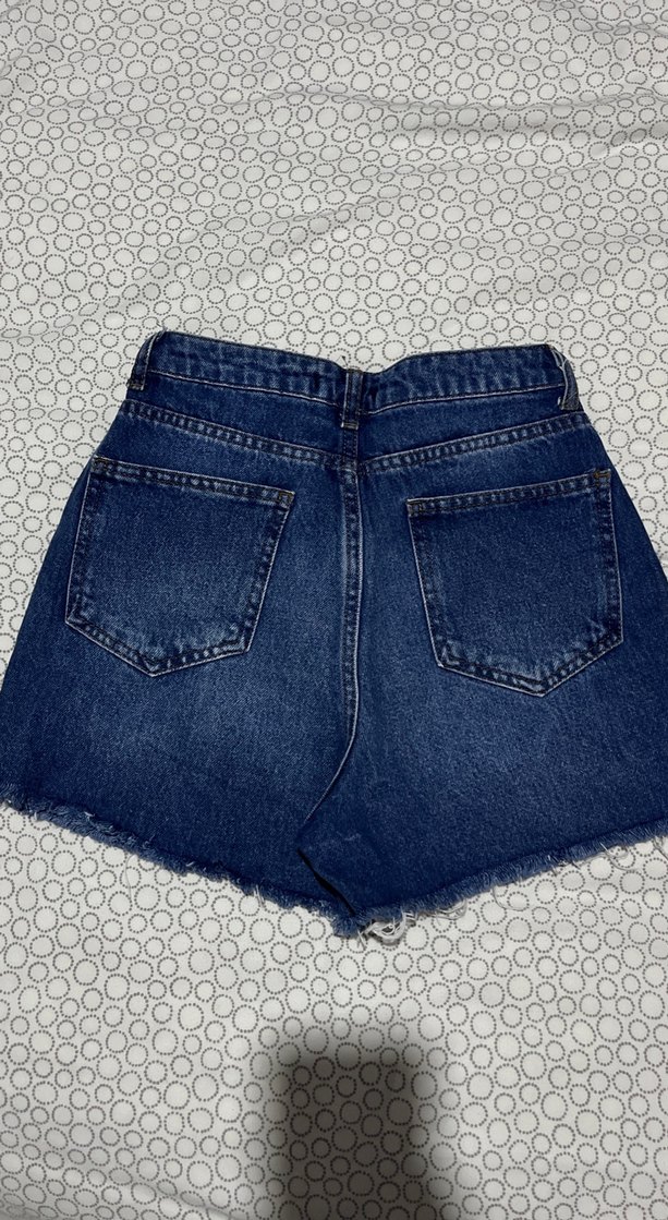 Mavi Kot Şort - Görsel 4