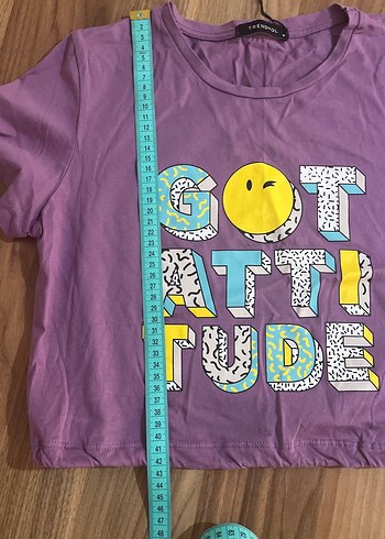 Mor Pop Kültür Baskılı Kadın Tişörtü - Görsel 4